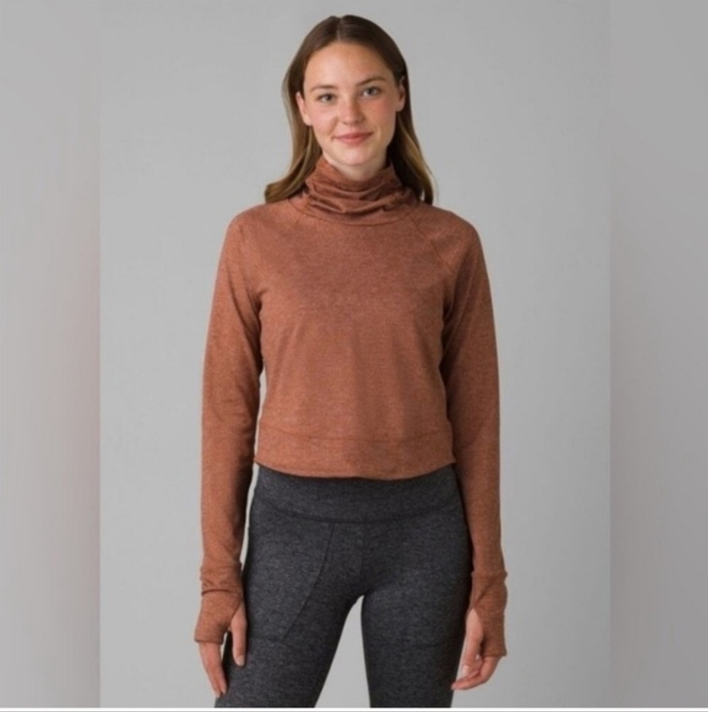 Prana Zawn Top In Gingerbread Long Sleeve Crop Activewear Top Size Small